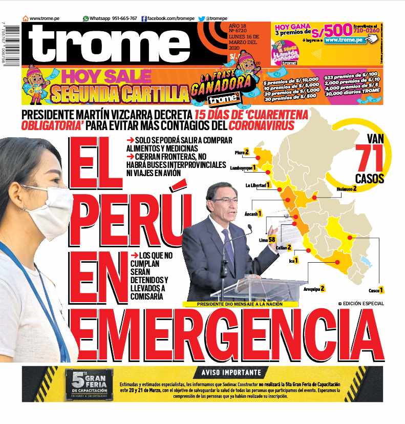 PORTADAS DE PRINCIPALES DIARIOS A NIVEL NACIONAL Y REGIONAL – LUNES 16 ...