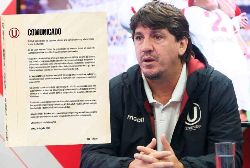 ES OFICIAL: FERRARI RENUNCIÓ COMO ADMINISTRADOR DE UNIVERSITARIO