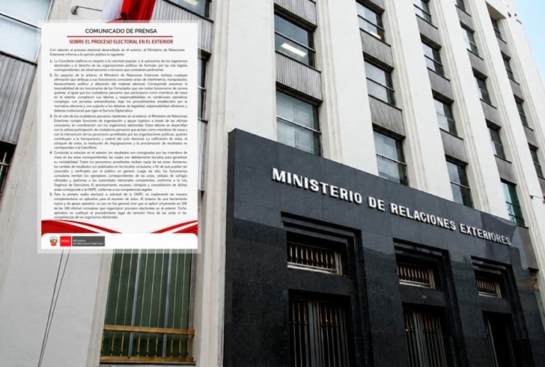 CANCILLERÍA: COMUNICADO SOBRE EL PROCESO ELECTORAL EN EL EXTERIOR