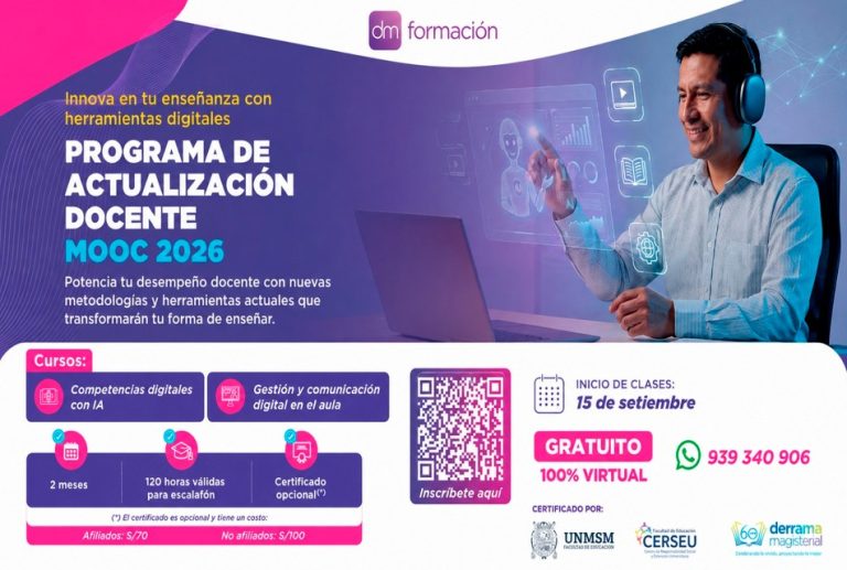 DERRAMA MAGISTERIAL OFRECE CURSOS DE PREPARACIÓN PARA EXAMEN DE ASCENSO DOCENTE AL ALCANCE DE TODOS LOS MAESTROS DEL PERÚ